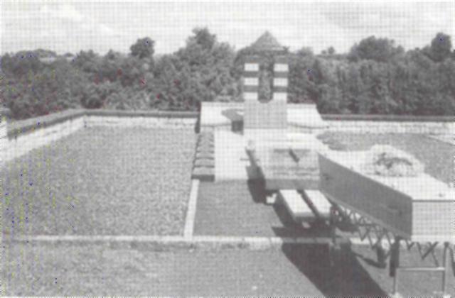 Kist met de stoffelijke resten van Florent baron de Selys de Fanson (ovl. 1941) v��r het monument op de nieuwe familiegrafkelder in Xhoris op 9 juni 1999 (Strijbos, Weert)